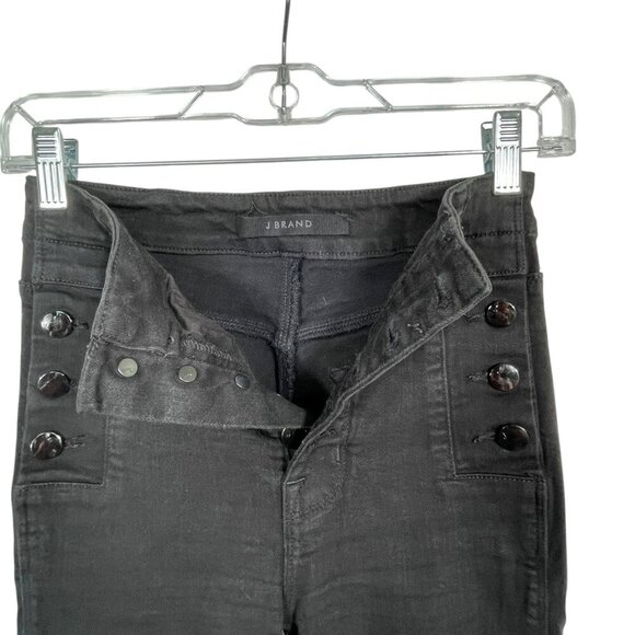 J Brand Natasha Skinny Button-Fly Hi-Rise Jeans in Seriously Black Size 25 - Picture 7 of 16